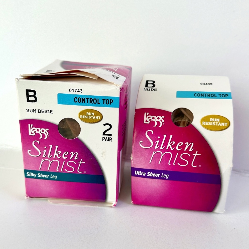 L'eggs Silken Mist Women's Control Top Run Resist Ultra Sheer Leg Sz B 3 Pairs